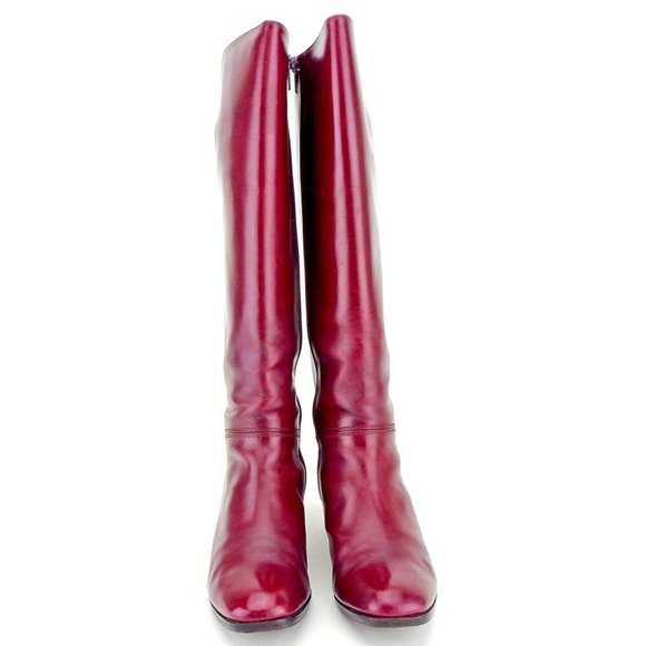 Authenticity guaranteed USED DIOR Boots Long Bordeaux Leather - Picture 1 of 8